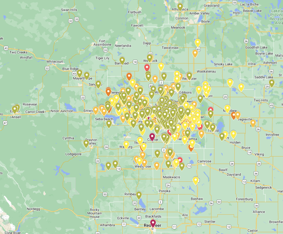 Map of recent home inspections